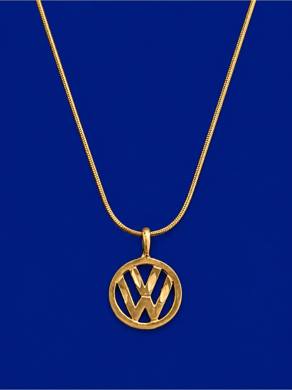 18K Gold Plated VW Logo Pendant Necklace